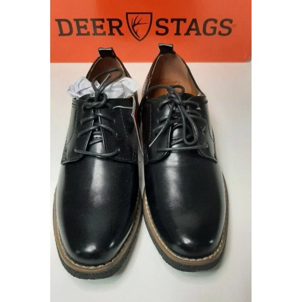 Deer Stags Boy's 4 M Zander Memory Foam Dress Comfort Oxford Black